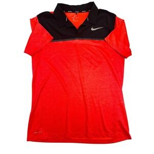 TIGER WOODS Collection Men's Nike Dri-Fit Red Coral Nike Golf Polo Size Large